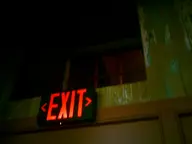 camera:digital_harinezumi exit interior orientation:landscape photographer:deaddeaddeath sign weathered wood // 1600x1200 // 38KB