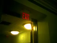 camera:digital_harinezumi ceiling_light doorway drop_celing exit hallway interior orientation:landscape photographer:deaddeaddeath sign text // 1600x1200 // 40KB