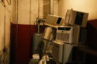 air_conditioner brick camera:fujifilm_x100 dirty electronics interior mess orientation:landscape photographer:deaddeaddeath pipe trash water_heater // 1728x1152 // 242KB