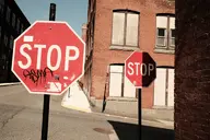 brick camera:fujifilm_x100 city exterior industrial orientation:landscape photographer:deaddeaddeath road sidewalk sign text // 1728x1152 // 343KB