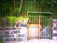 brick camera:digital_harinezumi exterior fence ivy metal orientation:landscape overgrown photographer:deaddeaddeath plant ruins rust tree weathered // 1600x1200 // 372KB