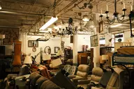 antique camera:fujifilm_x100 ceiling_light chandelier couch flea_market furniture interior mess orientation:landscape photographer:deaddeaddeath pipe // 1728x1152 // 363KB