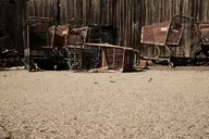 abandoned asphalt camera:fujifilm_x100 cart exterior fence ground orientation:landscape photographer:deaddeaddeath shopping wood // 1728x1152 // 488KB